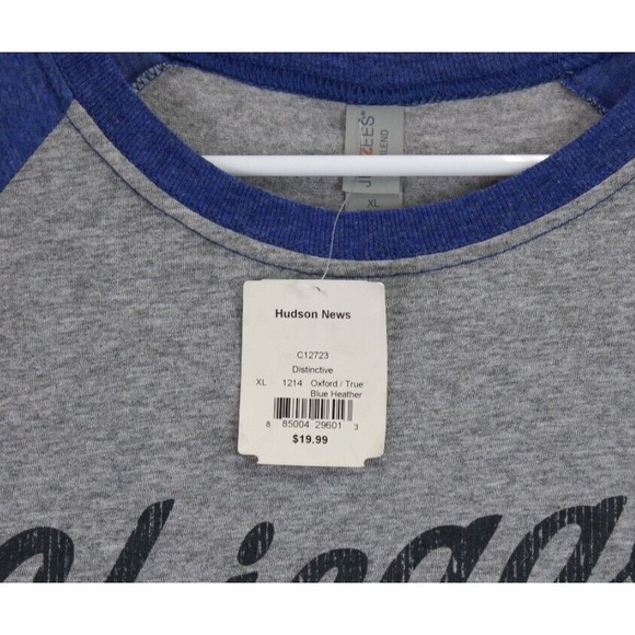 Jezees Blend Chicago Windy City Baseball T-Shirt Mens XL Gray Blue Raglan - Picture 8 of 16